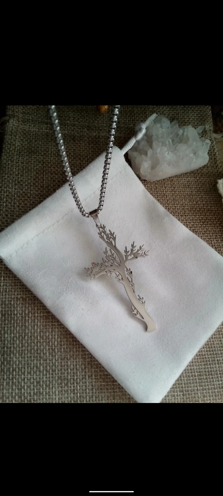 Collar cruz árbol plateado – photo 2